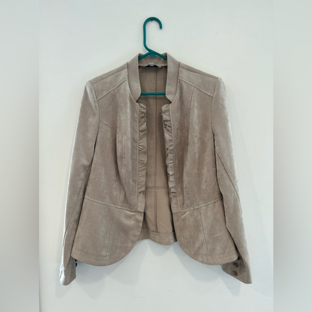 Kate Rosy Blazer Beige Ruffles Size Medium